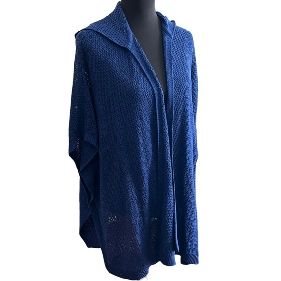Nordstrom Cardigan Sweater Women One Size Navy Blue Hooded Oversized - Picture 1 of 5